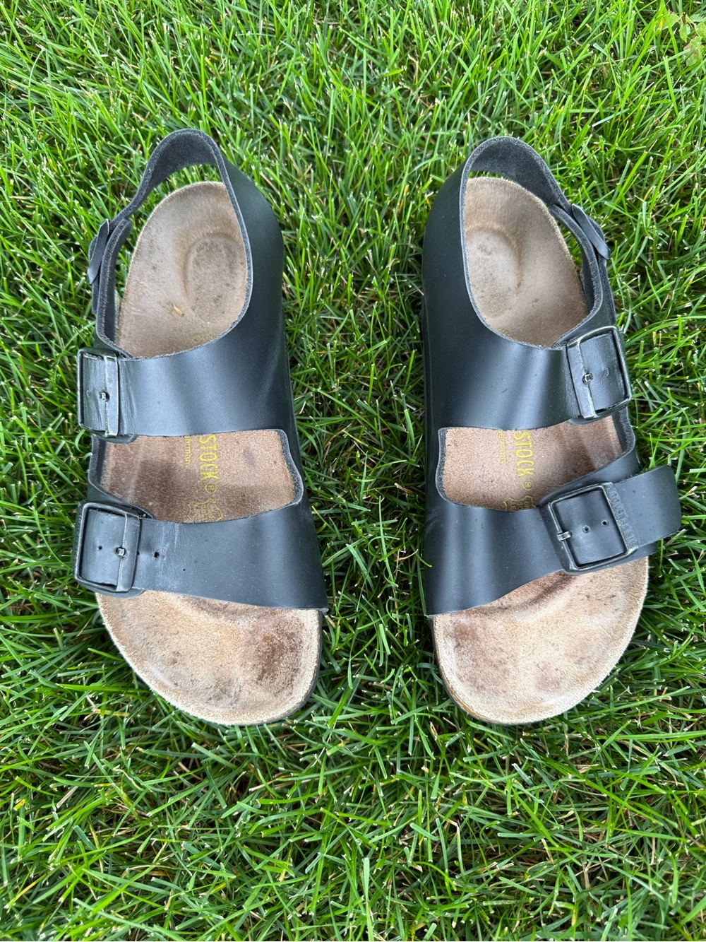 Birkenstock Milano Sandals black two straps sling back size 39